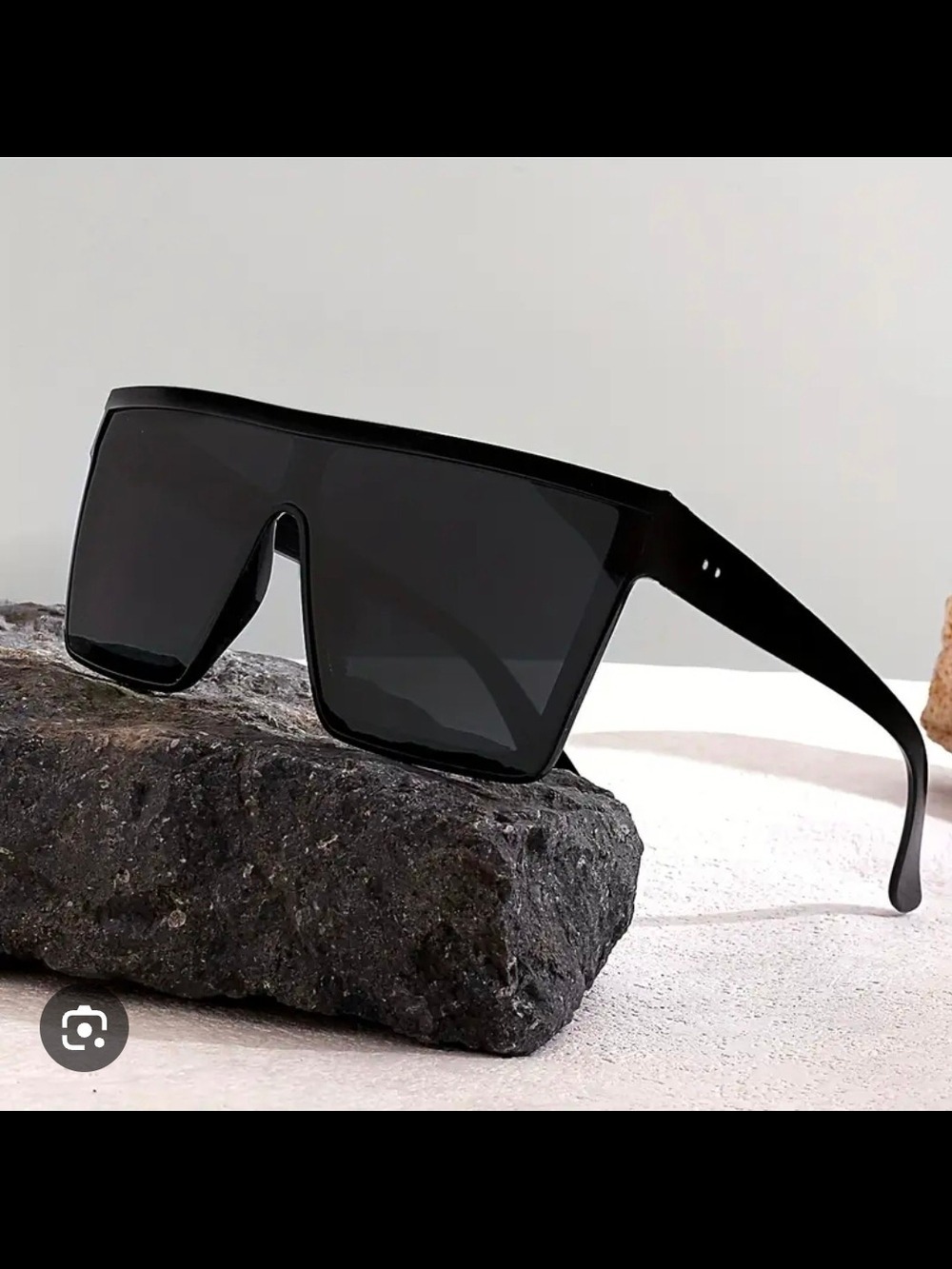 Oversized Flat-Top Shield Sunglasses - Black (Like New)